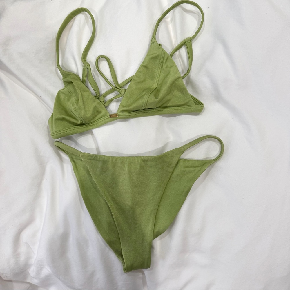 Olive Green Strappy Triangle Bikini